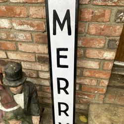 Awesome Metal Sign Black And White Merry 