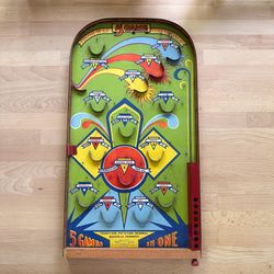 Antique 5 Game Pinball Poosh-M-Up Baseball Streamliner Collector Toy Art Decor