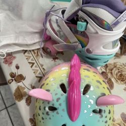 Children Rollerskate And Helmet
