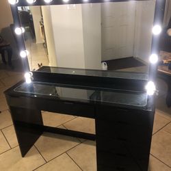 Black Glass Top Vanity $330