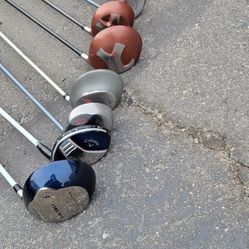 Golf Clubs And Cobra/ Datrek Bag 