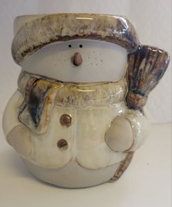 Vintage Ceramic Porcelain Snowman Candle Holder