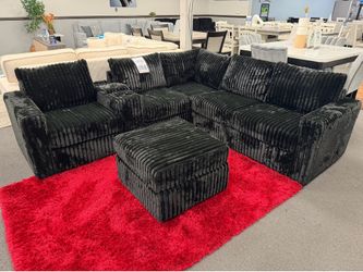 Black Sofa Sectional w/ Free Ottoman
