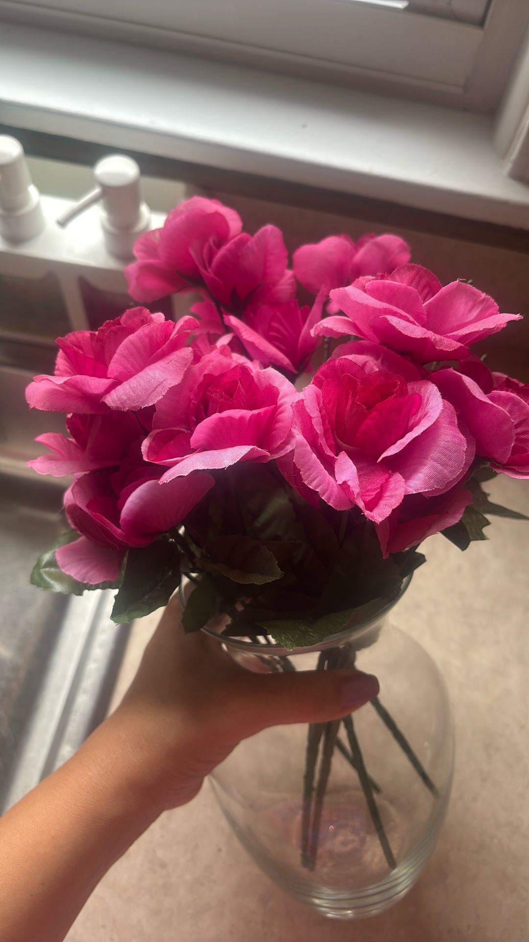 Hot Pink Flowers, VASE INCLUDED