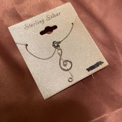 NEW Sterling silver necklace treble clef