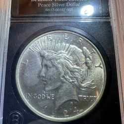 1924 Uncirculated Peace Liberty Silver Dollar 