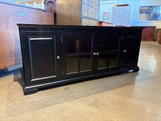 62″ Wide Black Media Console with Side Shelving
