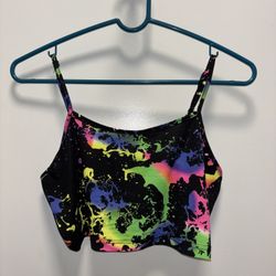 SHEIN Black Splatter Print Crop Top and Shorts Set Size L