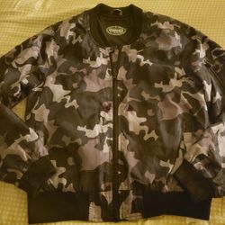 Black/Gray Camo Bomber Jacket