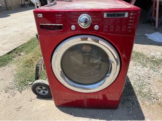 Red lg tromm front load steam washer