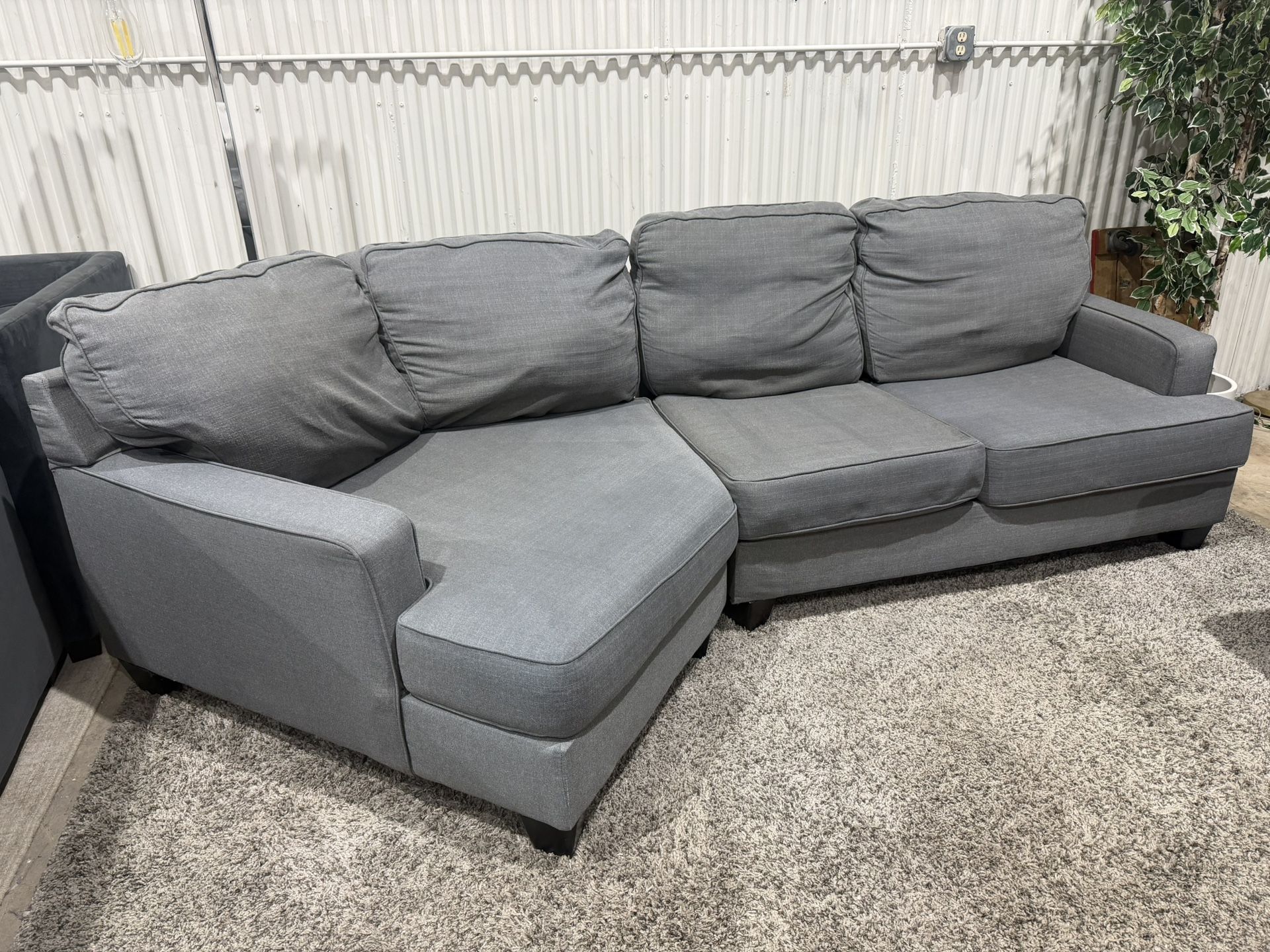 Sectional Sofa Couch - Cuddle Chaise Lounge Ashley Furniture - Gray - 2pcs - Cleaned Delivery Available 