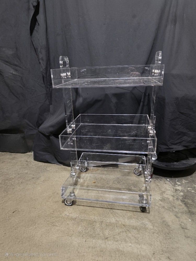 New Acrylic Multi-use 3 Teir Wheeled Cart