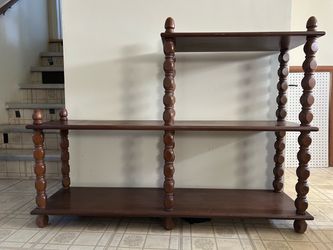 3-Tier Wood Bookshelf with Turned Spindle Posts