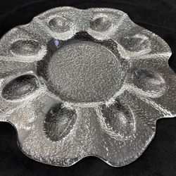 Vintage frosted glass deviled egg/ oyster platter