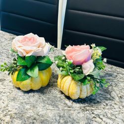 Faux Pumpkin Floral Centerpiece Set of 2