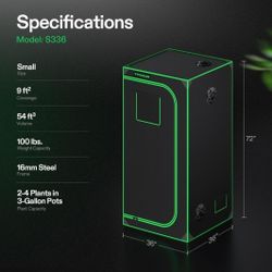 Vivosun 3x3ft Grow Tent with Colofrogg 1500 watt LED growlight 3x5 ft coverage area