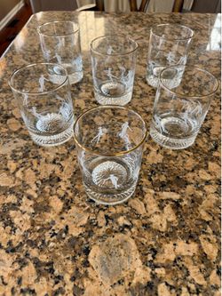 Vintage 1988 Petro Canada Calgary Winter Olympics Glasses 22k Gold Trim Set of 6