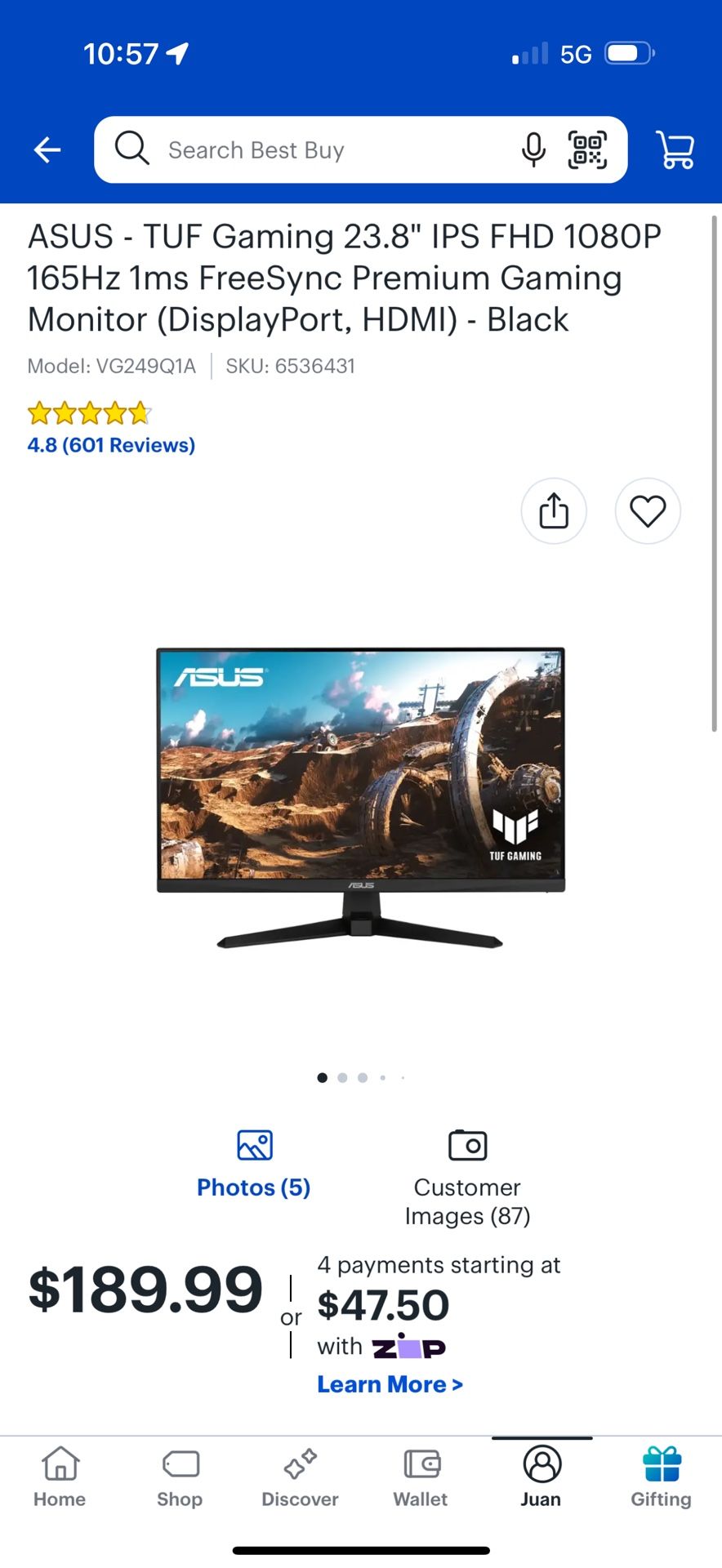 ASUS TUF Gaming Monitor 23.8”