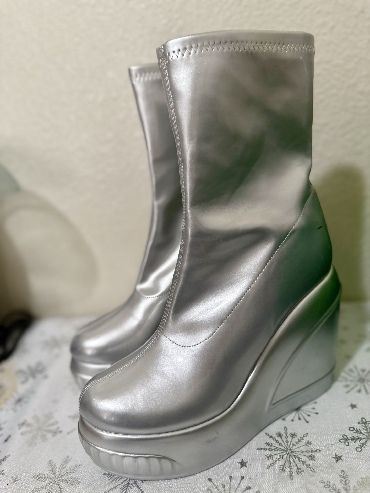 Fashion Nova “The Near Future Booties”- Silver
