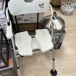 U-Shaped Shower Chair for Inside Shower, 450lbs Heavy Duty Shower Chair for Elderly and Disabled, Shower Seat with Back and Padded Arms for Adults, He