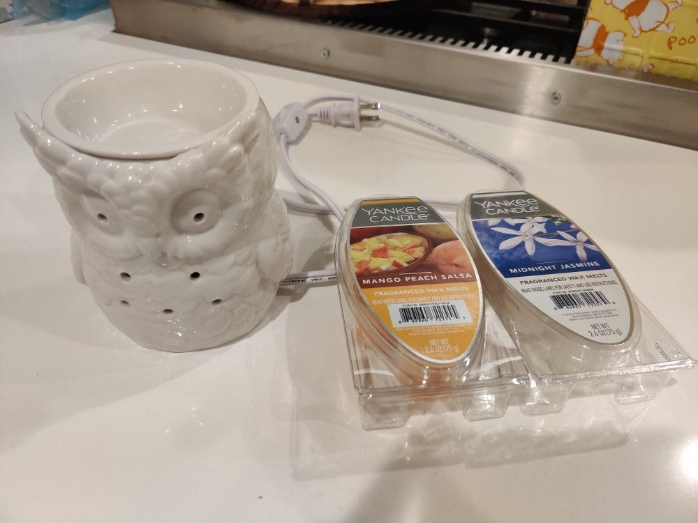 Cute Owl Wax Warmer Lamp And Yankee Candle Wax Melts for Sale in