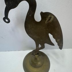 Vintage Brass Crane Sculpture 