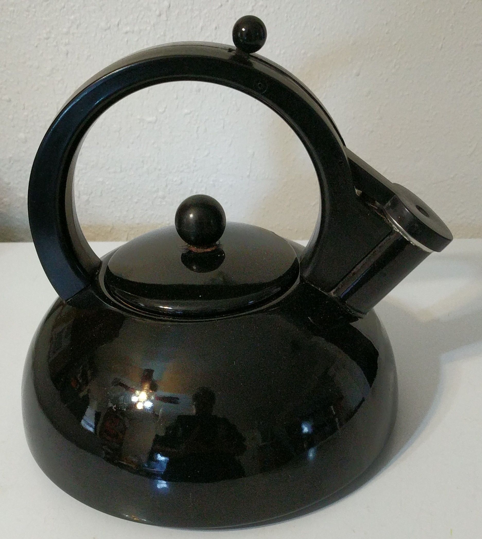 Vintage Tea kettle black enamel.