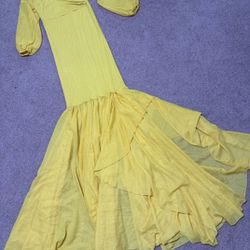New Small Yellow Maternity Photo Gown Dress Long 