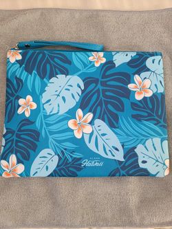 ALOHA Flowers Pouch Blue