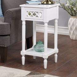 White/Silver End Table/Night Stand