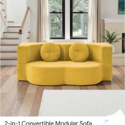 2-in-1 Convertible Modular Sofa Bed with Memory Foam Mattress - No Assembly Required, Space - Saving Sofa Bed