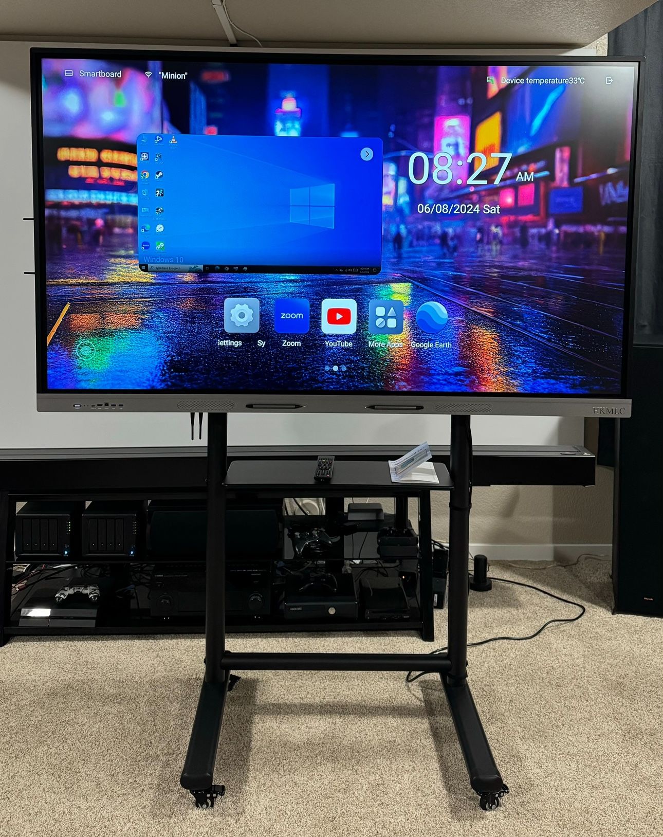 75 Inch 4K Smart Board Touchscreen Monitor + Rolling Stand