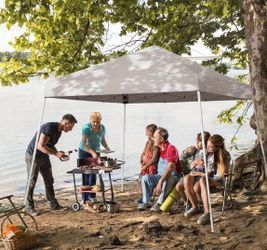  Pop Up Canopy Tent 8x8ft, Portable Gazebo with Slant Legs for Camping, Patio and Outdoor Events (Includes Carry Bag)