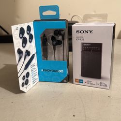 Sony Am&Fm Radio  With Bluetooth Ear Buds  