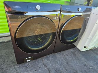 SAMSUNG BLACK BESPOKE SMART AI JUMBK FRONT LOAD STEAM WASHER AND GAS DRYER SET