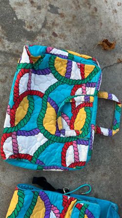 Adrienne Vittadini Quilted Rope Print Travel Bag Set