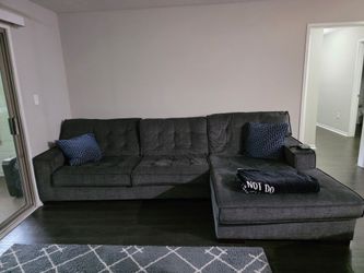 Charcoal gray sofa with chaise