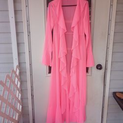 PrettyLittleThing Pink Extreme Frill Kimono Sz 4 US