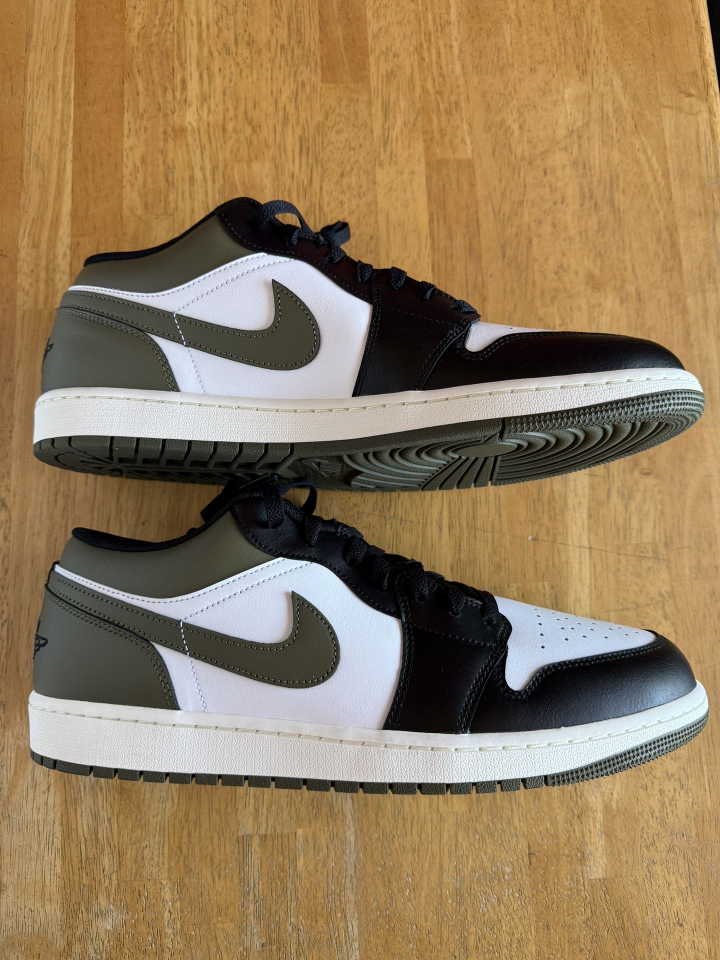 New Nike Air Jordan 1 Low Black White Medium Olive Shoes Men’s 11 14