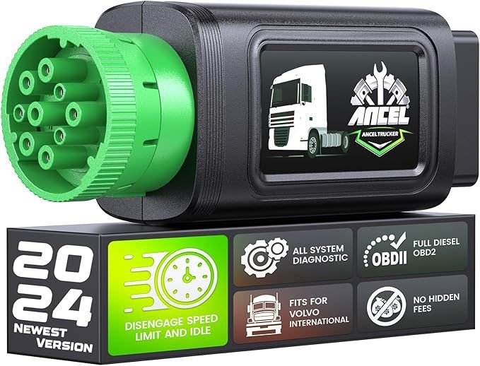 ANCEL HD210 Bluetooth Heavy Duty Truck Scanner, Speed Limit and Idle Reset for Volvo & International Engine, All System Diesel HOBD/OBD2 Scanner Diagn