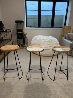 Wooden Barstools (Set of 3)