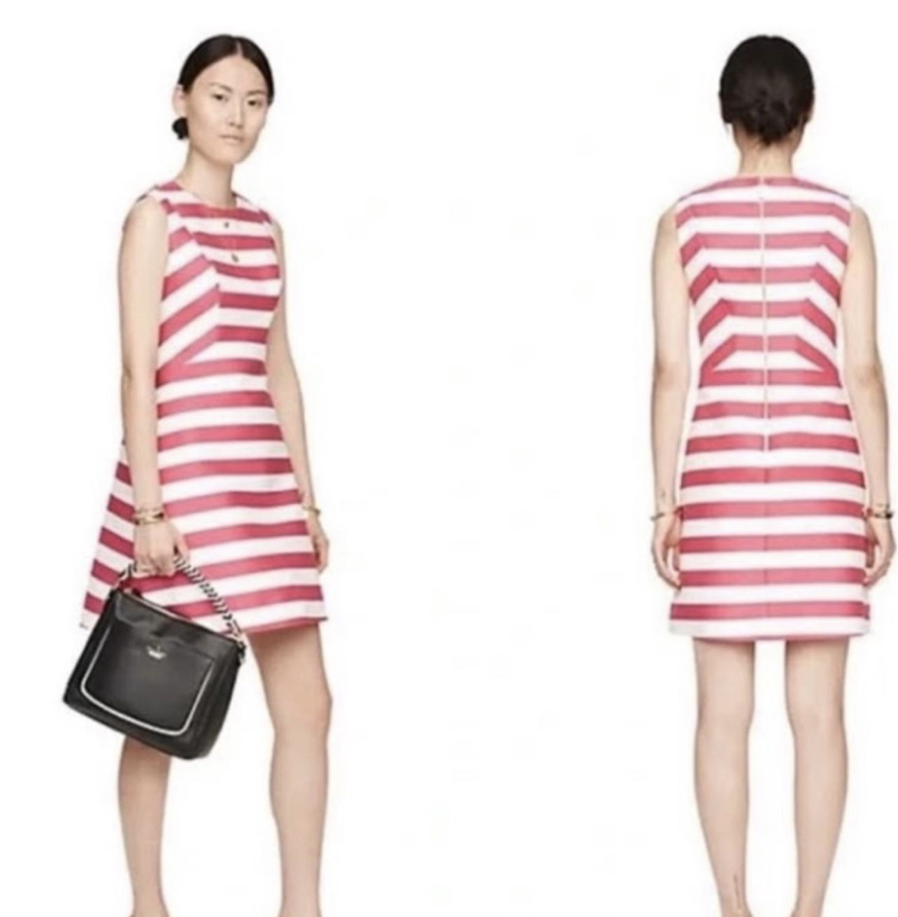 Like New Kate Spade Sicily Pink & White Kite Stripe Knee Length Sleeveless Dress Sz. 6
