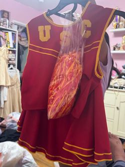 USC Cheerleader Costume with Pom Poms adult size L