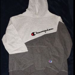 Large Champions Grey and White Hoodie