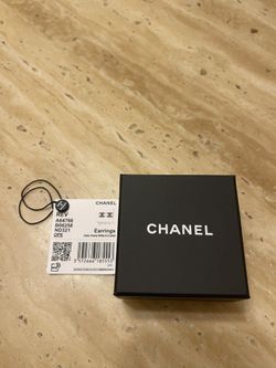 Chanel gold pearly white crystal earrings