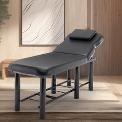 New Heavy Duty Professional Wide Stationary Massage Table with Backrest for Treatment Table Physical Therapy Table Spa Facial Bed, Metal Frame 27.5'' 