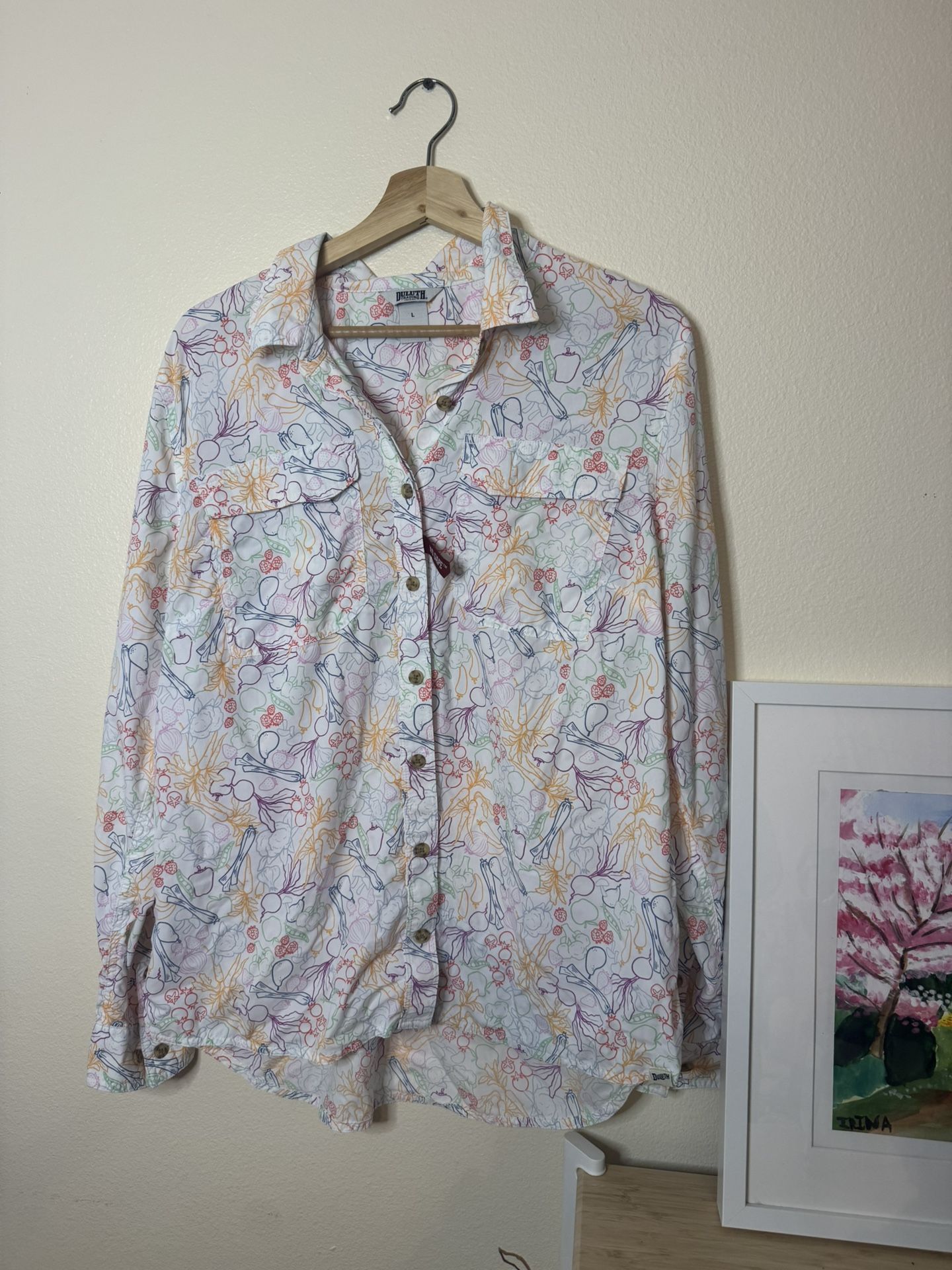 Duluth Trading Co. Garden Print Button-Up Shirt – Size L