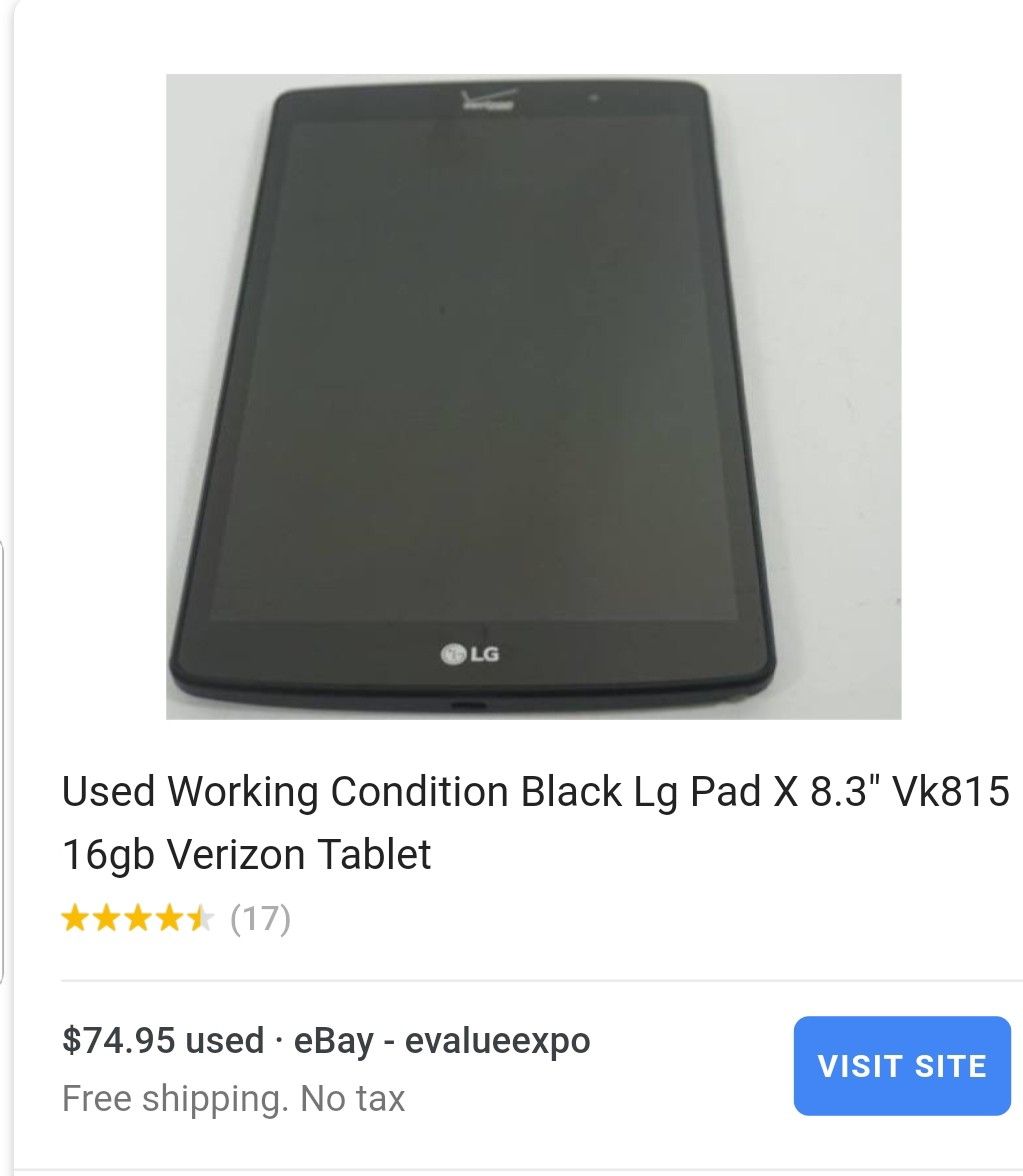 LG VK815 TABLET - VERIZON with Bluetooth Wireless Keyboard