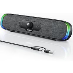 SOULION R200 Bluetooth Computer Speakers, Compact PC Speakers, USB C/USB Plug & Play Desktop Speaker with Colorful LED Lights, Clear Sound PC Soundbar