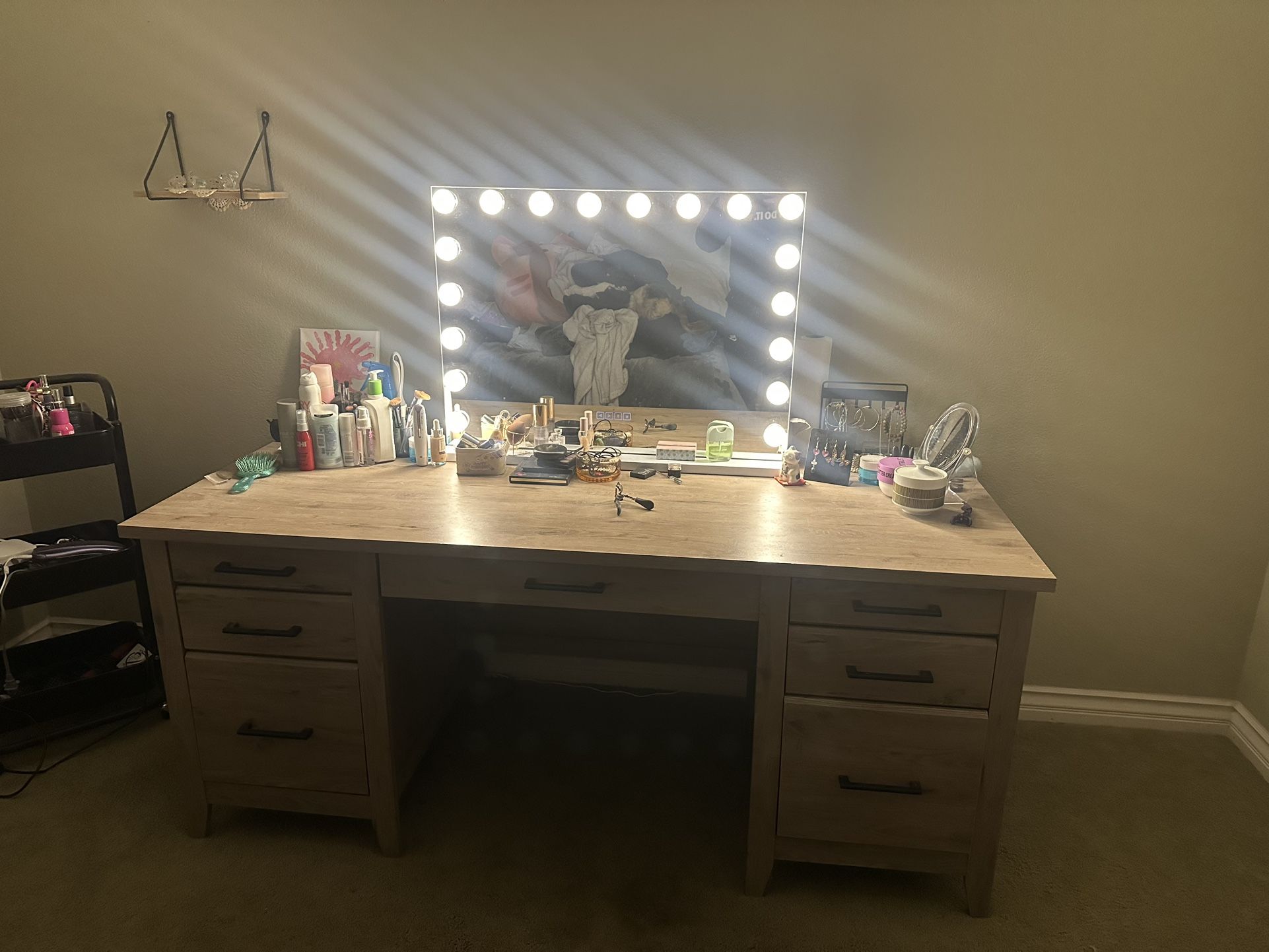 Desk With File Cabinet 